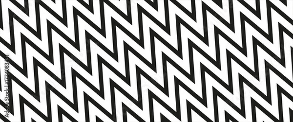 Fototapeta Black and white diagonal contrasting stripes with a zigzag on all sheet .