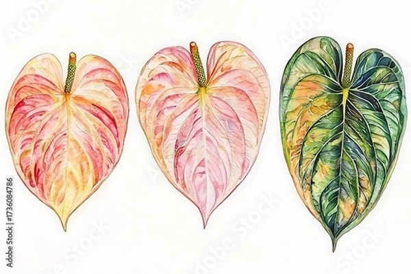 Fototapeta Beautiful Collection of Colorful Leaf Illustrations in Artistic Style for Nature Lovers