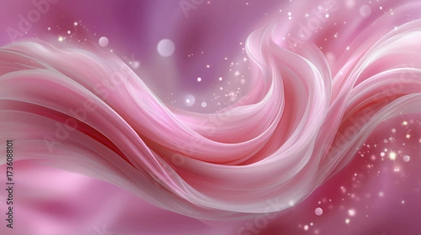 Fototapeta Soft pink waves flow gracefully across dreamy background, creating serene and ethereal atmosphere filled with gentle light