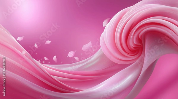 Fototapeta Elegant pink swirl with soft flowing fabric and delicate petals, creating serene and dreamy atmosphere