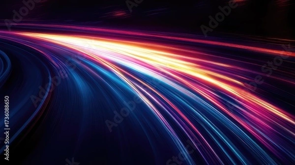 Fototapeta Abstract light trails creating speed and motion on road