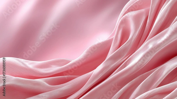Fototapeta Soft pink silk fabric drapes elegantly, creating smooth and luxurious texture that evokes sense of calm and sophistication