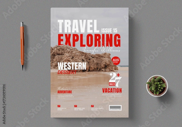 Fototapeta Travel Cover Magazine Template Layout