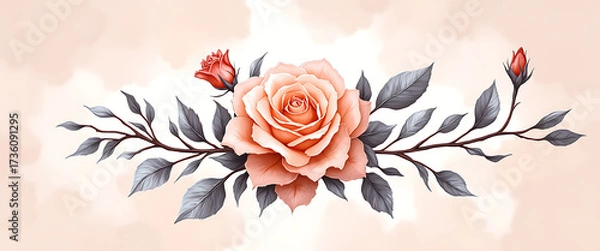 Obraz Luxury floral wallpaper featuring 3D embossed blossoms with gold, silver, and marble textures, elegant botanical mural in rich colors, abstract illustration for art prints, seamless 4K decorative back