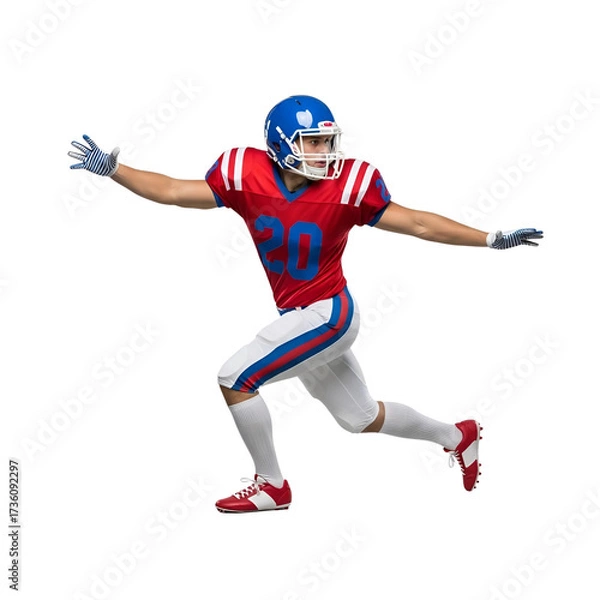 Fototapeta American Football Player in Action Ready to Catch the Ball.