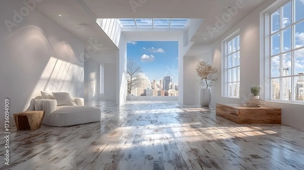 Fototapeta office interior with blank wall background perfect for mockup design clean and bright