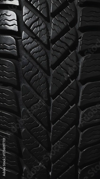 Obraz black tire tread pattern texture rubber automotive vehicle wheel close up detail background monochrome