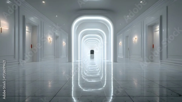 Fototapeta smart home corridor clean design bright lighting minimal background