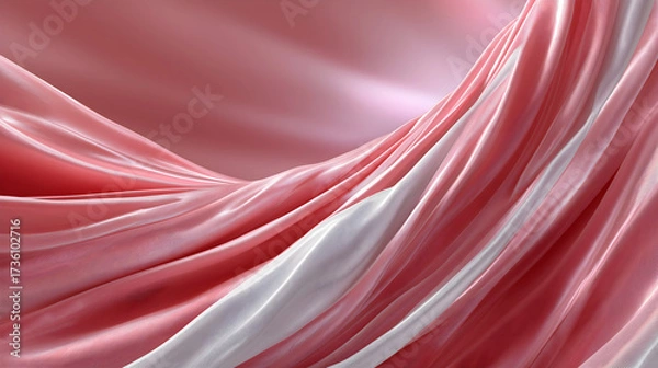 Fototapeta Soft pink and white silk fabric drapes elegantly, creating smooth and flowing texture that evokes sense of luxury and tranquility
