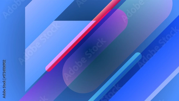 Fototapeta ILLUSTRATION ABSTRACT BACKGROUND WITH DIAGONAL GEOMETRIC SHAPES GRADIENT BLUE COLOR DESIGN VECTOR TEMPLATE GOOD FOR MODERN WEBSITE, WALLPAPER, COVER DESIGN