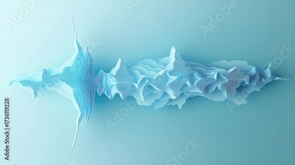 Fototapeta Abstract blue sound wave visualizing frozen data