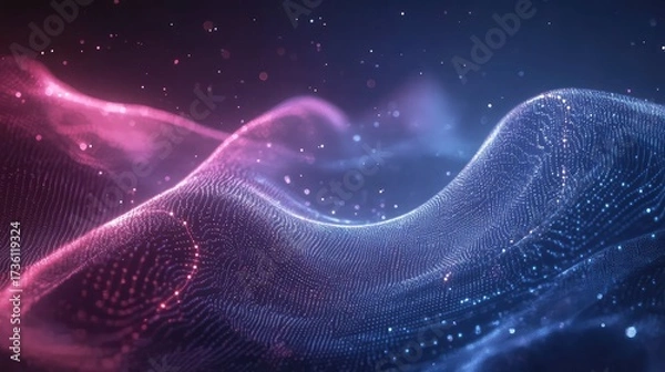 Fototapeta Digital data stream flowing in abstract wave pattern