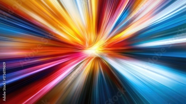 Fototapeta Colorful light burst creating speed motion abstract background
