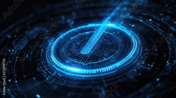 Fototapeta Digital data processing in a futuristic technology concept