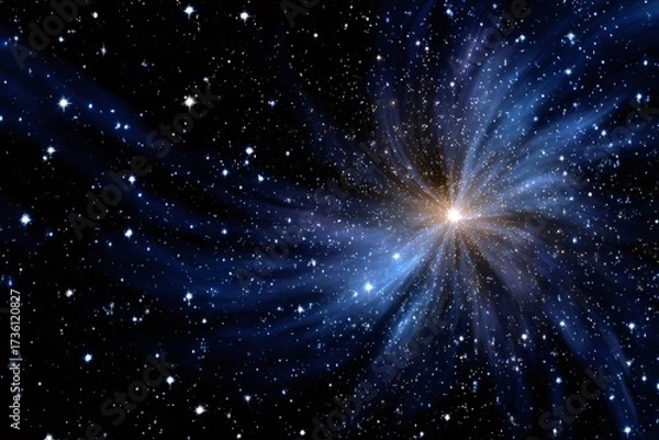 Obraz Glowing starburst spreading light across deep cosmos