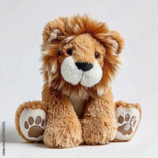 Fototapeta A plush lion with a soft and fluffy mane sitting comfortably