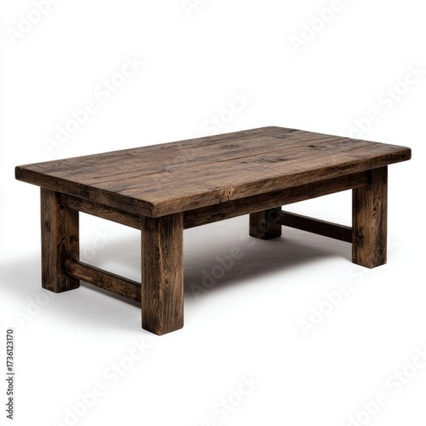 Fototapeta An antique wooden table, perfect for rustic decor, is featured, showcasing the beauty of natural materials and craftsmanship. Its sturdy design offers both functionality and style.