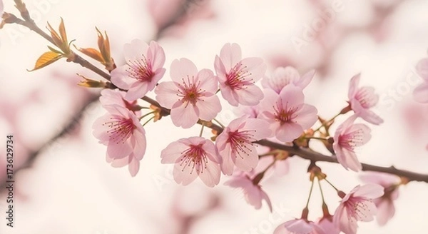 Obraz Delicate Pink Cherry Blossoms in Spring.