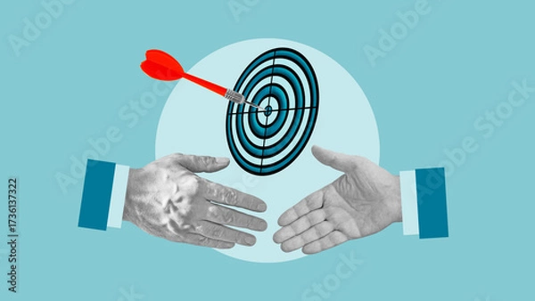 Fototapeta Handshake as symbol of success deal, happy business partnership and agreement to achieve common targets