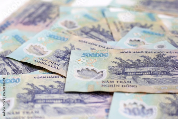 Fototapeta Five hundred thousand dong banknotes