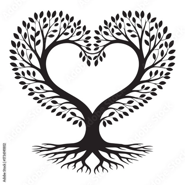 Obraz Heart-shaped tree silhouette with exposed roots love