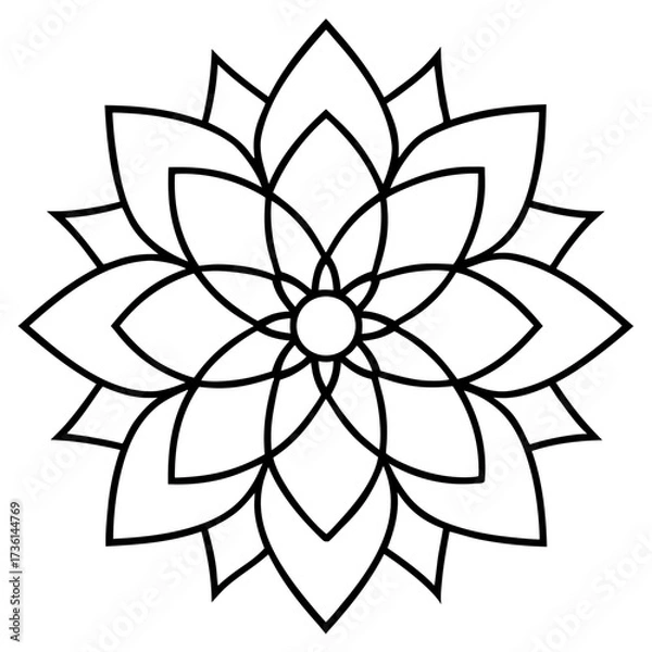 Obraz Intricate floral mandala with symmetrical petals line art illustration
