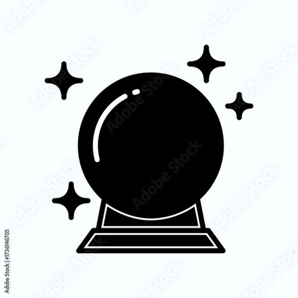 Obraz Crystal Ball On Stand With Sparkles: Magic, Fortune Telling, Mystery Visualization, Stock Photo
