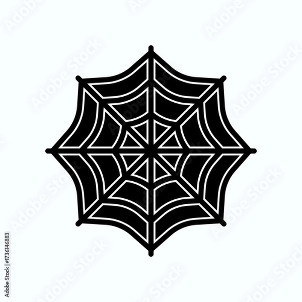 Obraz Radial Spider Web Icon With Symmetrical Black Lines For Graphic Design And Halloween Themes