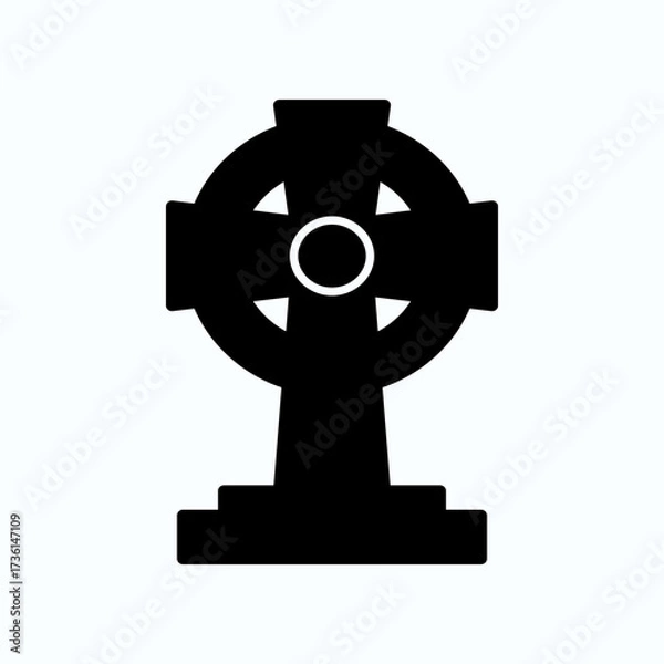 Obraz Minimal Black Cross Tombstone Icon For Memorial, Cemetery, Funeral, and Heritage Projects