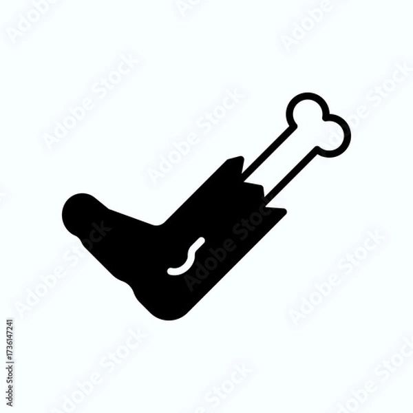 Obraz Outline Illustration of a Broken Foot and Exposed Bone Injury