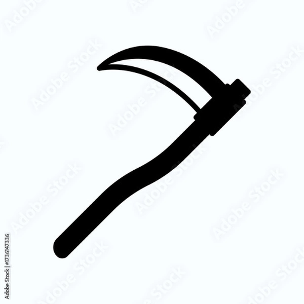 Obraz Silhouette Of A Curved Sickle Tool For Farming And Harvest In Minimalist Style