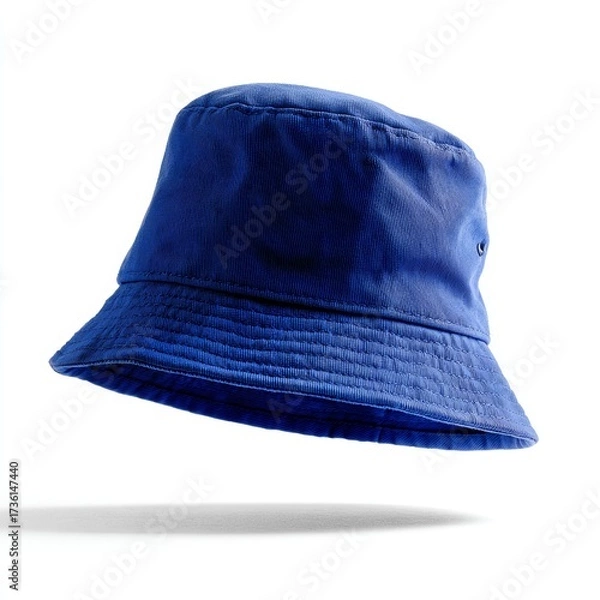 Fototapeta A stylish blue bucket hat with a modern design and appealing appearance. It is an ideal accessory for various occasions