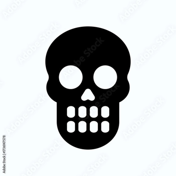 Obraz Bold Black Skull Icon Silhouette for Warning Symbols, Death, and Halloween Designs
