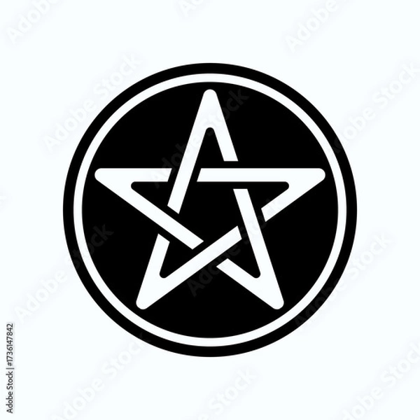 Obraz Star Emblem Inside Black Circle: Stylized Pentagram Symbol for Logo Design, Mystery, and Occult