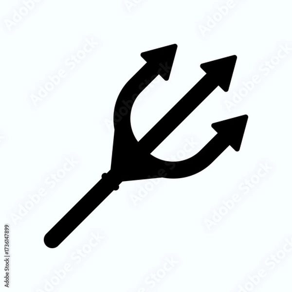 Obraz Silhouette Of A Triple-Pronged Trident Symbol With Long Handle For Mythology And Fantasy Art Images