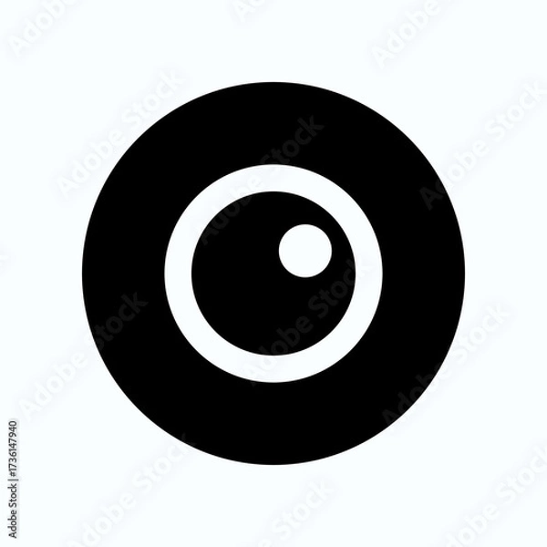 Obraz Minimal Black Camera Lens Icon With Concentric Rings For Modern Branding and Design