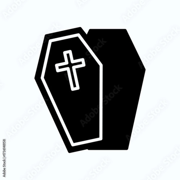 Obraz Two Overlapping Coffins With Cross Symbol, Black Funeral Theme For Memorial And Tribute Purposes