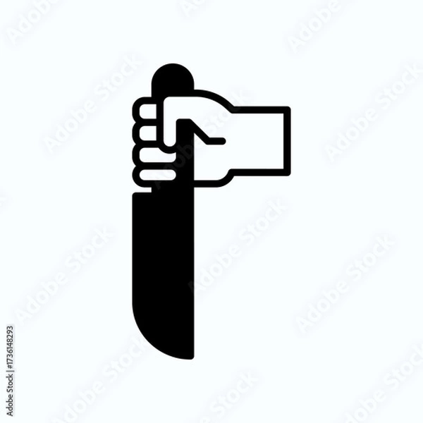 Obraz Hand Holding Knife Vector Icon: Perfect for Halloween themes, Horror, and spooky
