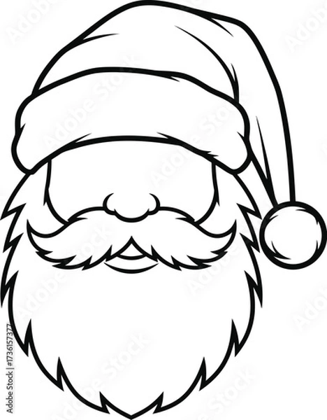 Fototapeta Santa claus face with hat and beard in black and white