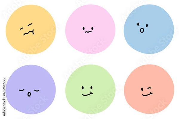 Fototapeta emotion emoji with pastel color round
