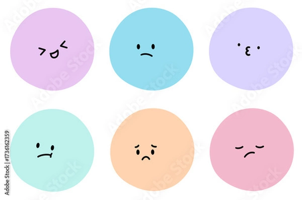 Fototapeta emotion emoji with color round 