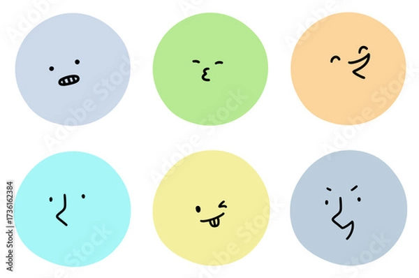 Fototapeta emotion emoji with  color round