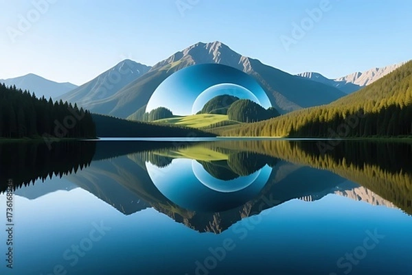 Obraz mountain lake reflection