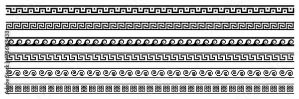 Fototapeta greek border art vector. devider, border, greek stroke vector. seamless line stroke
