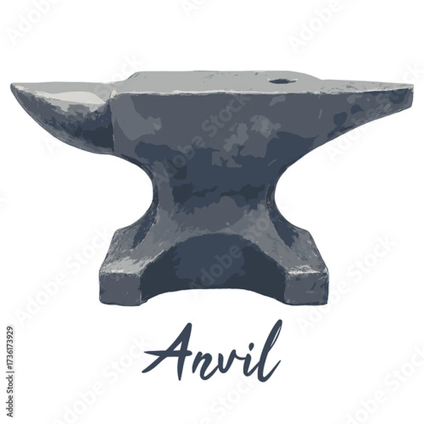 Obraz blacksmith anvil in watercolor illustration style, isolated vector on white background