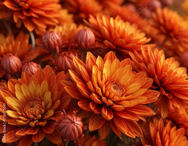 Obraz orange chrysanthemum flowers