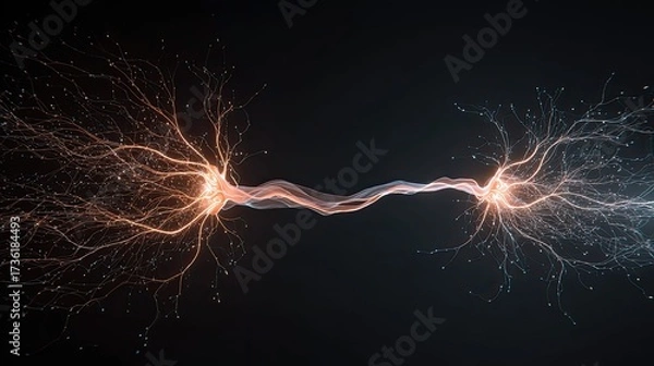 Fototapeta Brain neurons connecting, transmitting energy and complex information