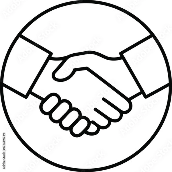 Fototapeta Handshake icon inside a circle agreement deal