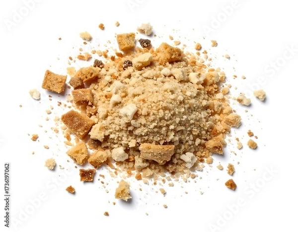Fototapeta Scattered bread crumbs on white background