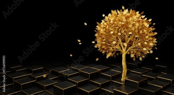 Fototapeta Gold confetti sparkles on black — chic seamless glitter pattern background
